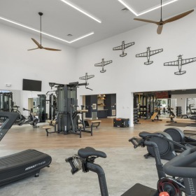 a gym with exercise equipment