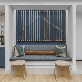 a coffee bar and a couch