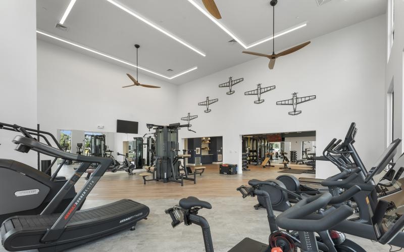 a gym with exercise equipment